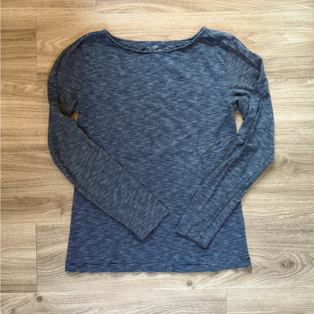 J. Crew Artist T Blue and White Striped Long Sleeve Top